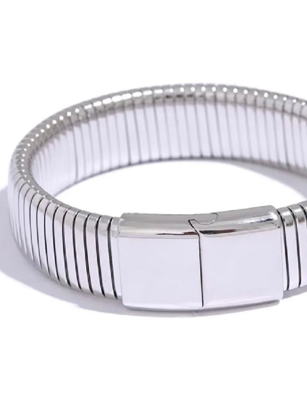   NWOT Silver Bangle 18k Gold Plated Stainless Steel